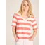 Joules Darcey Pink stripe V-Neck T-Shirt