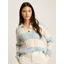 Joules Love All Blue Cable Knit Jumper with Button Collar