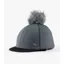 Premier Equine Jersey Hat Silk with Faux Fur Pom Pom Charcoal