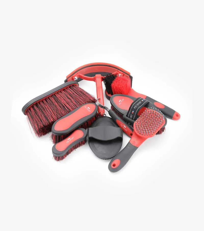 Premier Equine Soft Touch Grooming Kit Set Black Red