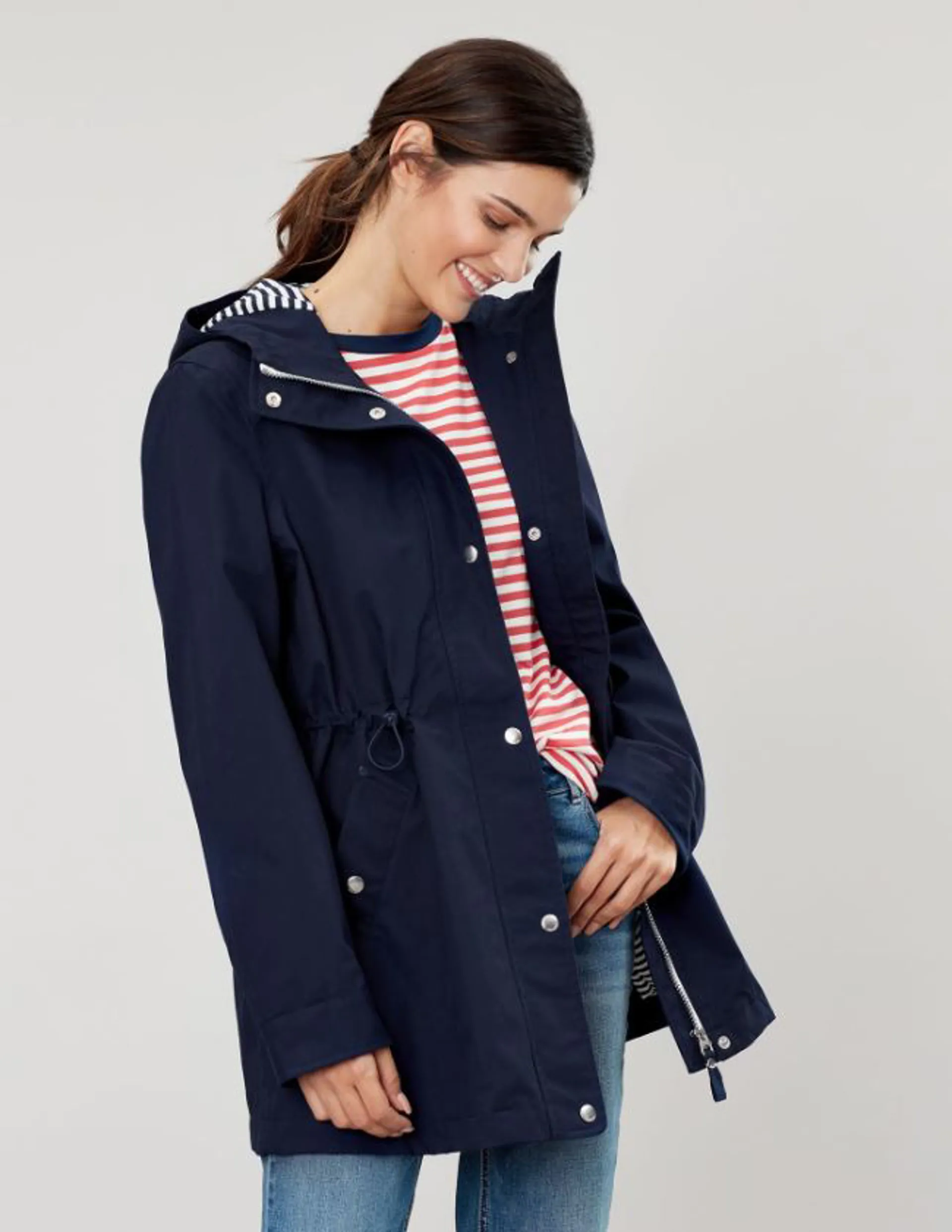 Joules Shoreside Waterproof A Line Coat Navy