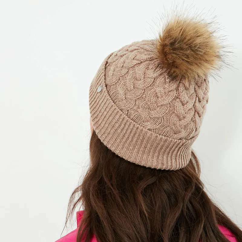 Joules cable knit bobble hat outlet