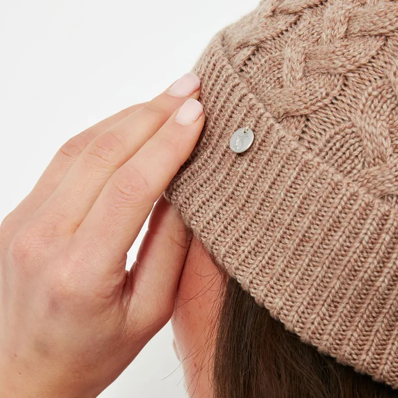 Joules Elena Cable Bobble Hat Oat